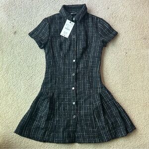 Zara Black and White Plaid Mini Dress